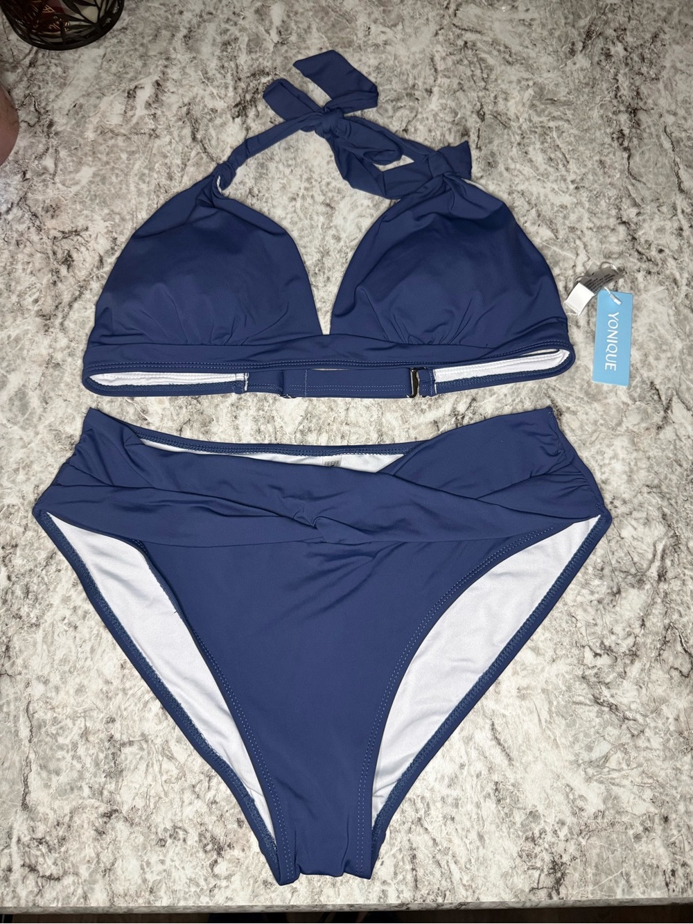 Younique Deep Blue Halter Bikini Set